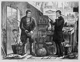 People exchanging goods at a market